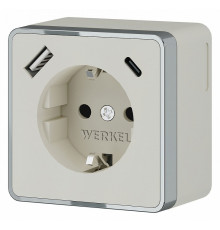 Розетка с заземлением, шторками и USB тип A+C Werkel Gallant W5071703 4690389179600 a057699