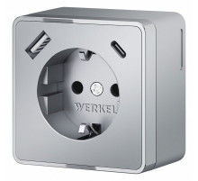 Розетка с заземлением, шторками и USB тип A+C Werkel Gallant W5071706 4690389179624 a057701