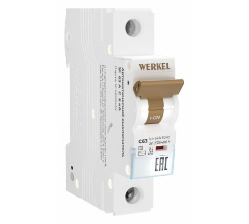 Автоматический выключатель 1P 63 A C 6 кА Werkel W901P636 4690389192760 a062540