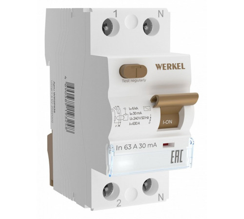 Устройство защитного отключения 1P+N 63 A 30 mА АС 6 kА Werkel W912P636 4690389193125 a062563 Устройство защитного отключения 1P+N 63 A 30 mА АС 6 kА Werkel W912P636 4690389193125 a062563