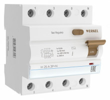 Устройство защитного отключения 3P+N 25 A 30 mА АС 6 kА Werkel W914P256 4690389193156 a062564