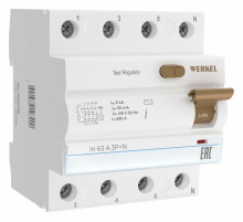 Устройство защитного отключения 3P+N 63 A 30m А АС 6 kА Werkel W914P636 4690389193200 a062566