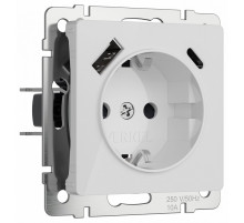 Розетка с заземлением, шторками и USB тип A+C Werkel 4690389197345 W1171741 a064014