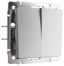 Перекрестный выключатель двухклавишный (серебряный матовый) Werkel W1123065 4690389196881 a064030