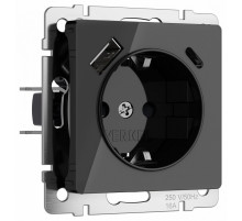 Розетка с заземлением, шторками и USB тип A+C Werkel 4690389197741 W1171748 a064044