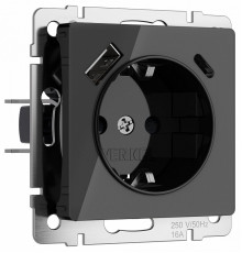 Розетка с заземлением, шторками и USB тип A+C Werkel 4690389197741 W1171748 a064044