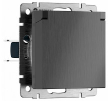 Розетка Werkel влагозащищенная с заземлением с защитой крышкой и шторками графит рифленый W1171204 4690389158643