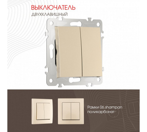 Выключатель двухклавишный Arte Milano 206.30-2.shampan