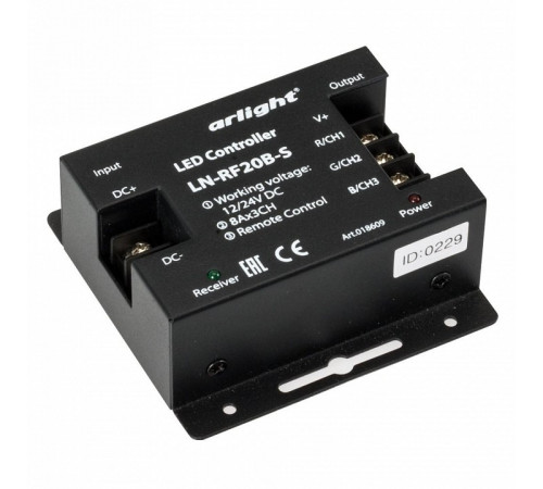 Контроллер Arlight LN-RF20B-S (12-24V, 288-576W, ПДУ 20кн) 018609 Контроллер Arlight LN-RF20B-S (12-24V, 288-576W, ПДУ 20кн) 018609
