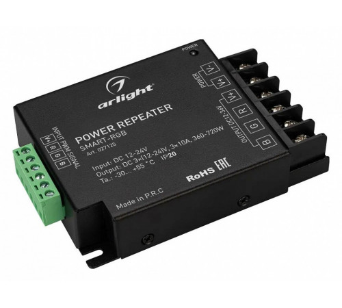 Усилитель Arlight Smart-RGB (12-24V, 3x10A) 027125 Усилитель Arlight Smart-RGB (12-24V, 3x10A) 027125