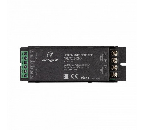 Декодер Arlight ARL-7022-DMX (12-24V, 1x25A, DMX512) 027152 Декодер Arlight ARL-7022-DMX (12-24V, 1x25A, DMX512) 027152