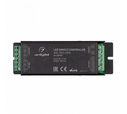 Декодер Arlight ARL-7022-DMX (12-24V, 3x6A, DMX512) 027153 Декодер Arlight ARL-7022-DMX (12-24V, 3x6A, DMX512) 027153