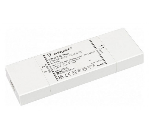 Блок питания Arlight ARV-SP-24036-Flat-PFC (24V, 1.5A, 36W) 033260 Блок питания Arlight ARV-SP-24036-Flat-PFC (24V, 1.5A, 36W) 033260