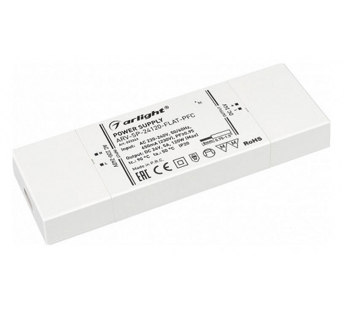 Блок питания Arlight ARV-SP-24120-Flat-PFC (24V, 5A, 120W) 033263 Блок питания Arlight ARV-SP-24120-Flat-PFC (24V, 5A, 120W) 033263