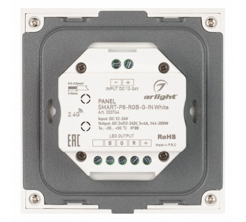 Панель Arlight Smart-P8-RGB-G-IN White (12-24V, 3x4A, Rotary, 2.4G) 033764 Панель Arlight Smart-P8-RGB-G-IN White (12-24V, 3x4A, Rotary, 2.4G) 033764