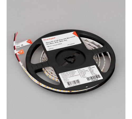 Светодиодная лента Arlight RT-A128-8mm 24V Warm2700 (10 W/m, IP20, 5m) 038759(1)