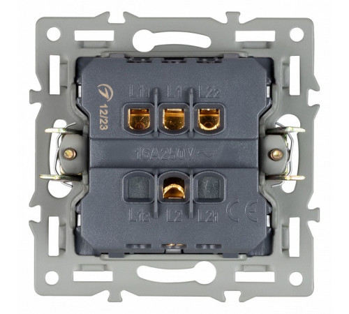 Механизм выключателя двухклавишный непроходной Arlight SWT-MK02-PL-BK (250V, 16A) 043725 Механизм выключателя двухклавишный непроходной Arlight SWT-MK02-PL-BK (250V, 16A) 043725