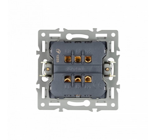 Механизм выключателя двухклавишный проходной Arlight SWT-MKP2-PL-BK (250V, 16A) 043728