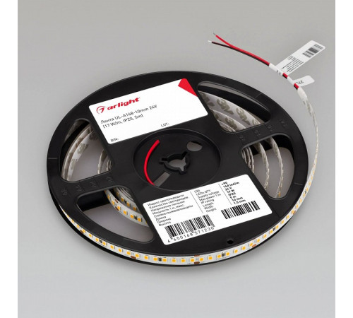 Светодиодная лента Arlight UL-A168-10mm 24V White6000 (17 W/m, IP20, 5m) 044304