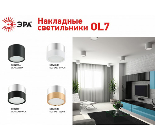 Накладной светильник ЭРА OL7 GX53 BK Б0048534 Накладной светильник ЭРА OL7 GX53 BK Б0048534