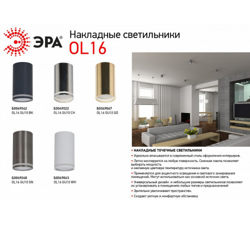 Накладной светильник ЭРА OL16 GU10 WH Б0049043 Накладной светильник ЭРА OL16 GU10 WH Б0049043