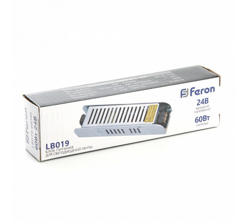 Трансформатор для светодиодной ленты Feron LB019 60Вт 24В IP20 48046 Трансформатор для светодиодной ленты Feron LB019 60Вт 24В IP20 48046