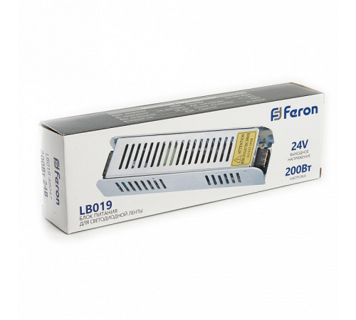 Трансформатор для светодиодной ленты Feron LB019 200Вт 24В IP20 48047 Трансформатор для светодиодной ленты Feron LB019 200Вт 24В IP20 48047