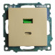 Розетка 2-местная USB + type C Stekker Катрин GLS10-7116-08 50053