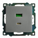 Розетка 2-местная USB + type C Stekker Катрин GLS10-7116-03 50054