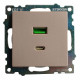 Розетка 2-местная USB + type C Stekker Катрин GLS10-7116-02 50056