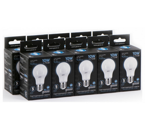 Лампа светодиодная Gauss LED A60 E27 10W 4100K матовая 102502210 Лампа светодиодная Gauss LED A60 E27 10W 4100K матовая 102502210