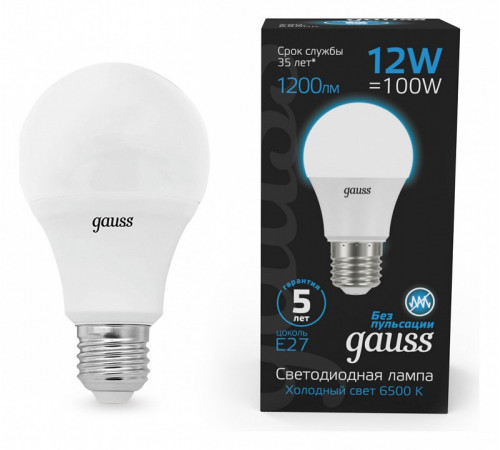 Лампа светодиодная Gauss E27 12W 6500K матовая 102502312 Лампа светодиодная Gauss E27 12W 6500K матовая 102502312