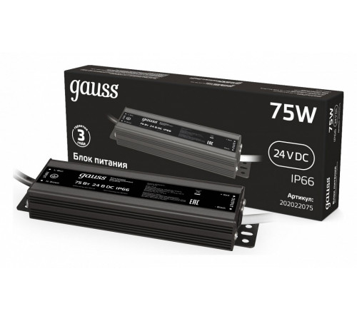 Блок питания Gauss 75Вт DC24 IP66 202022075 Блок питания Gauss 75Вт DC24 IP66 202022075