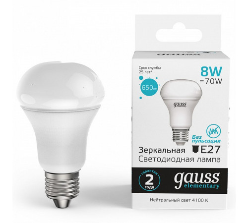 Лампа светодиодная Gauss E14 8W 4100K матовая 63228 Лампа светодиодная Gauss E14 8W 4100K матовая 63228