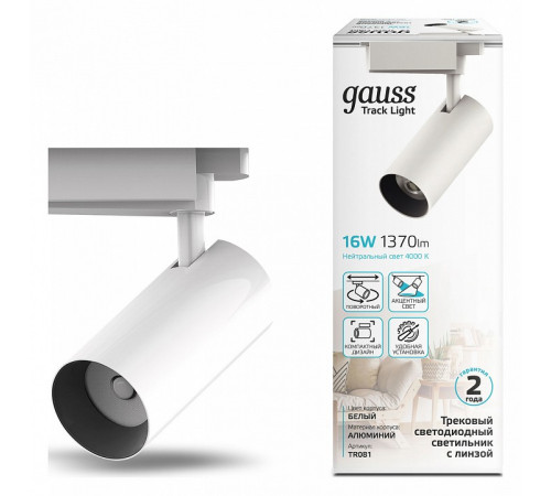 Трековый светодиодный светильник Gauss Track Light Led TR081