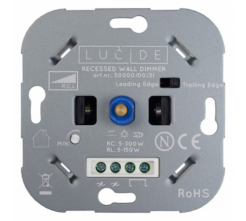 Диммер Lucide Recessed Wall Dimmer Nl 50000/00/31 Диммер Lucide Recessed Wall Dimmer Nl 50000/00/31