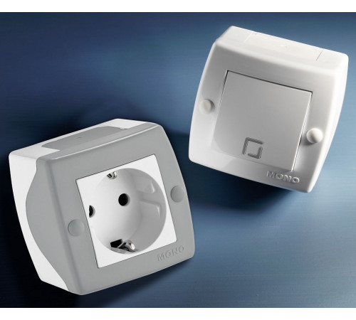 Выключатель одноклавишный Mono Electric Octans IP20 10А 250В бело-серый 104-020001-100