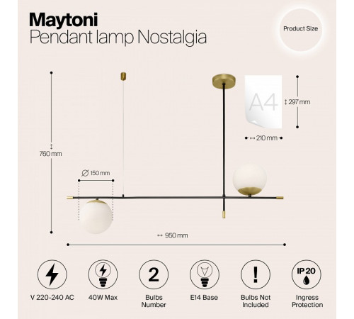 Подвесная люстра Maytoni Nostalgia MOD048PL-02G Подвесная люстра Maytoni Nostalgia MOD048PL-02G