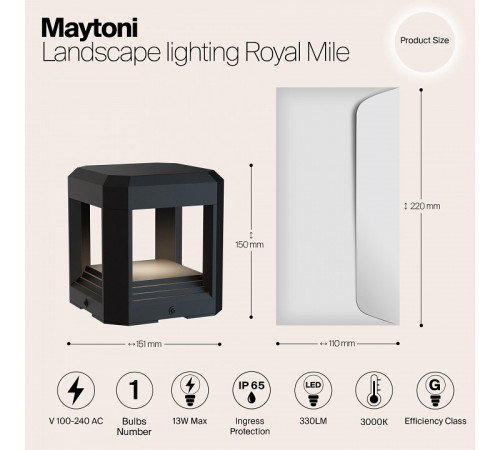 Ландшафтный светодиодный светильник Maytoni Royal Mile O019FL-L13GR3K Ландшафтный светодиодный светильник Maytoni Royal Mile O019FL-L13GR3K