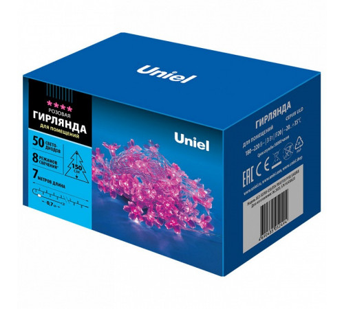 Светодиодная гирлянда (07933) Uniel Сакура 220V розовый ULD-S0700-050/DTA PINK IP20 PINK SAKURA Светодиодная гирлянда (07933) Uniel Сакура 220V розовый ULD-S0700-050/DTA PINK IP20 PINK SAKURA