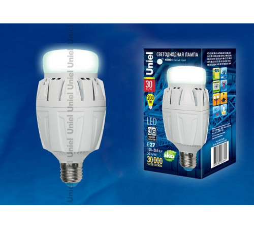 Лампа светодиодная (08981) Uniel E27 30W матовая LED-M88-30W/NW/E27/FR ALV01WH