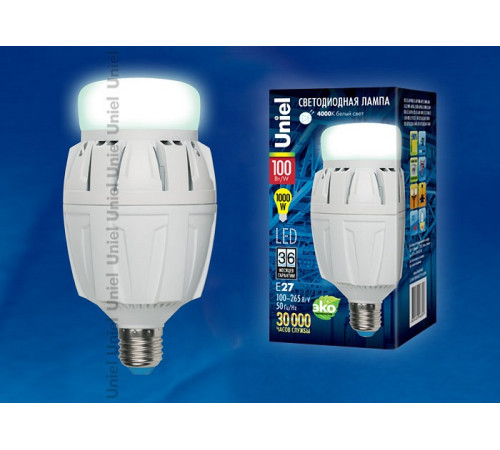 Лампа светодиодная (09507) Uniel E27 100W матовая LED-M88-100W/NW/E27/FR ALV01WH