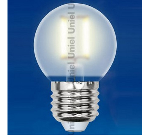 Лампа светодиодная филаментная (UL-00000302) Uniel Е27 6W 3000K матовая LED-G45-6W/WW/E27/FR PLS02WH Лампа светодиодная филаментная (UL-00000302) Uniel Е27 6W 3000K матовая LED-G45-6W/WW/E27/FR PLS02WH