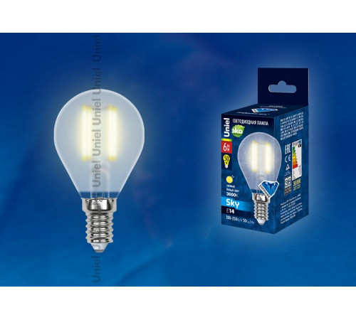 Лампа светодиодная филаментная (UL-00000303) Uniel E14 6W 3000K матовая LED-G45-6W/WW/E14/FR PLS02WH