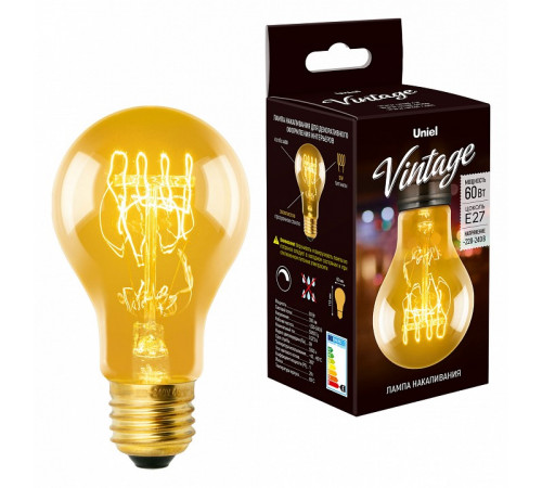 Лампа накаливания (UL-00000476) Uniel E27 60W золотистая IL-V-A60-60/GOLDEN/E27 SW01