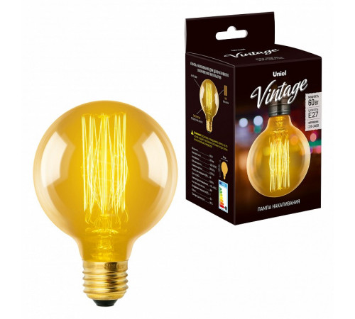 Лампа накаливания (UL-00000478) Uniel E27 60W золотистый IL-V-G80-60/GOLDEN/E27 VW01