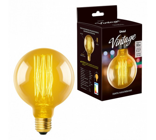 Лампа накаливания (UL-00000479) Uniel E27 60W золотистый IL-V-G95-60/GOLDEN/E27 VW01