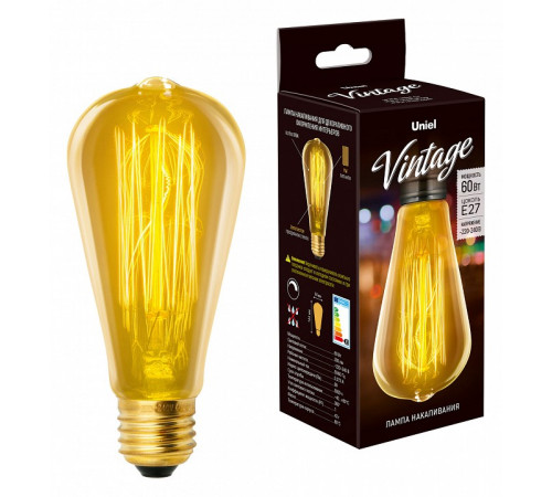 Лампа накаливания (UL-00000482) Uniel E27 60W золотистая IL-V-ST64-60/GOLDEN/E27 VW02