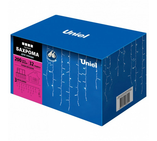 Уличная светодиодная гирлянда (UL-00001366) Uniel бахрома 230V белый ULD-B3010-200/TWK White IP67 Уличная светодиодная гирлянда (UL-00001366) Uniel бахрома 230V белый ULD-B3010-200/TWK White IP67