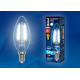 Лампа светодиодная филаментная (UL-00001373) Uniel E14 6W 4000K прозрачная LED-C35-6W/NW/E14/CL PLS02WH